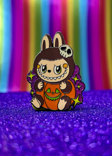 Halloween monster brown pin